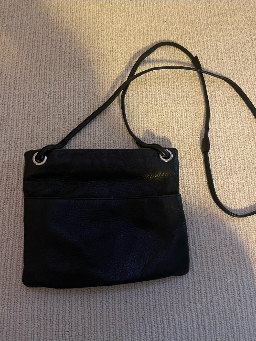 Vintage Leather Black Women's Crossbody Bag - Sleek Everyday Shoulder Purse c43